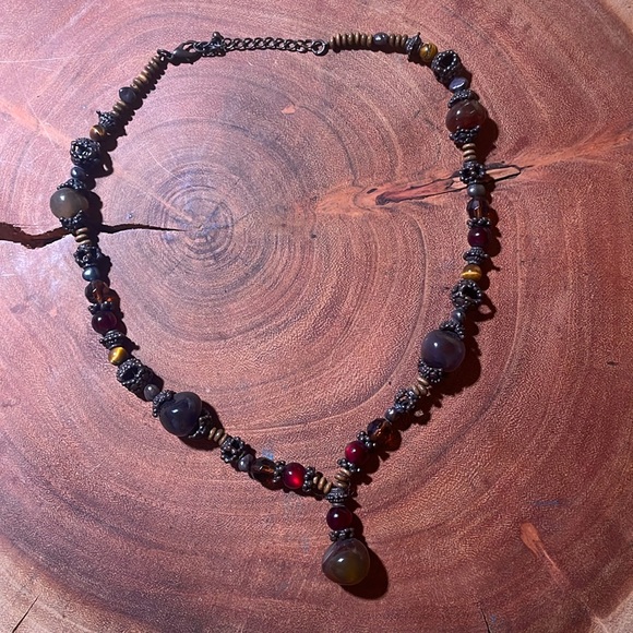 Unique Bronze Earth Toned Beaded Necklace - Picture 1 of 8